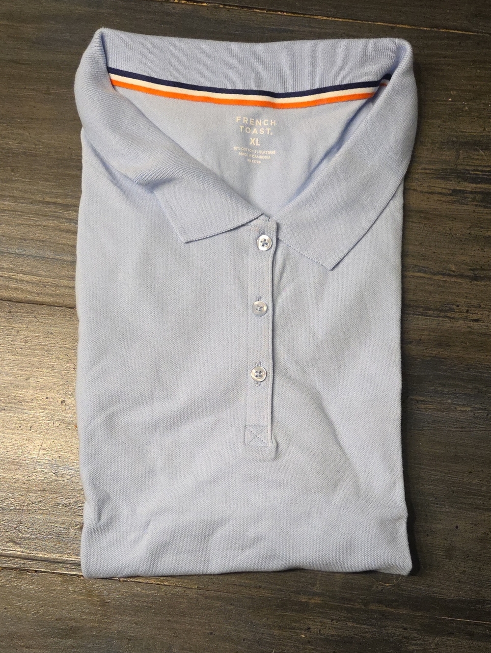 French Toast Pastel Blue Polo with Contrast Collar Stripe